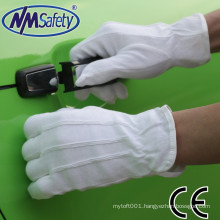 NMSAFETY 100% bleached cotton interlock liner with mini pvc dots cloth glove